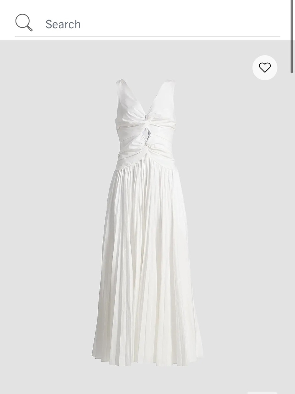 White Twist-Front Maxi Dress with Pleated Skirt